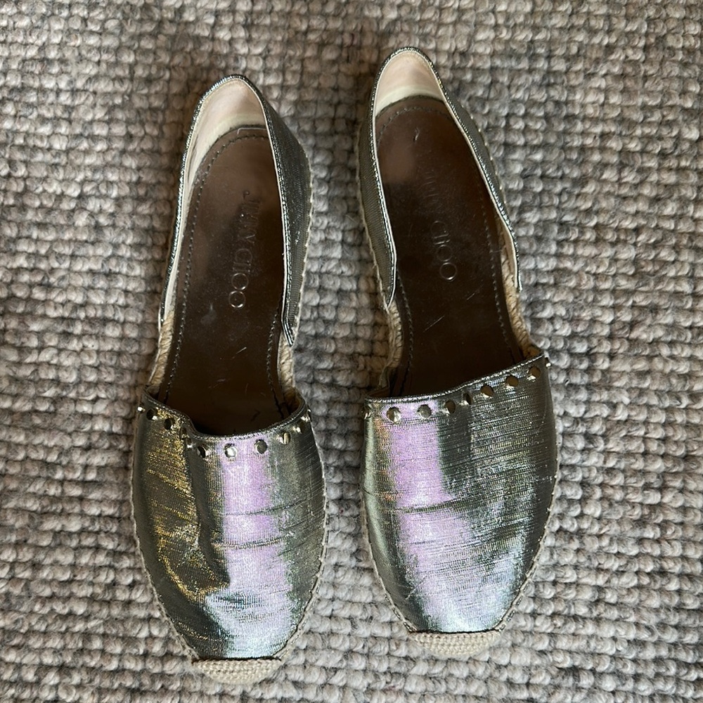 Jimmy Choo gold Metallic Espadrilles with studs